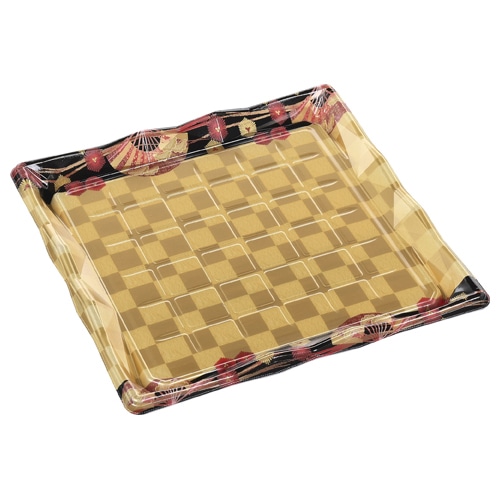 エフピコ 寿司容器 氷河 本体 35-35 扇市松金 10枚/袋(ご注文単位14袋)【直送品】