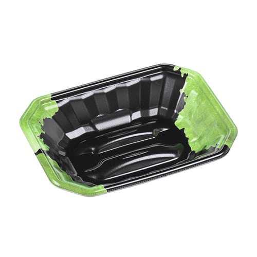 エフピコ 精肉用トレー メガプレート 20-15（37） 黒リーフ 50枚/袋（ご注文単位18袋）【直送品】