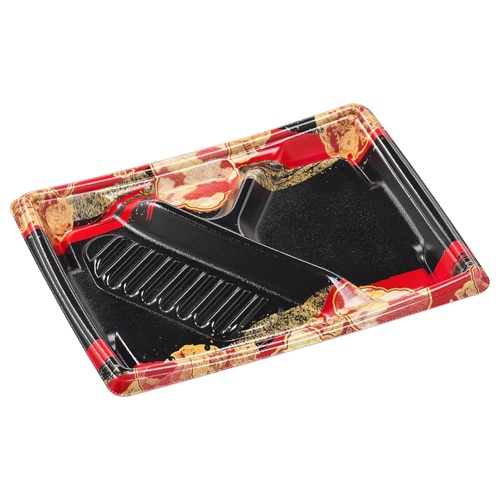 エフピコ 弁当容器 MFPかすが 本体 24-18-1 福寿赤 50枚/袋(ご注文単位12袋)【直送品】