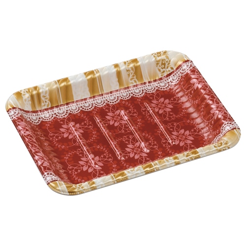 エフピコ オードブル容器 MFPティアラ角皿 本体 22-17 リラD赤 50枚/袋(ご注文単位12袋)【直送品】