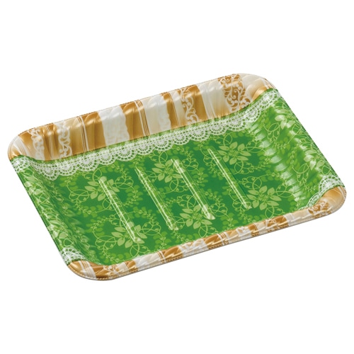 エフピコ オードブル容器 MFPティアラ角皿 本体 22-17 リラD緑 50枚/袋(ご注文単位12袋)【直送品】