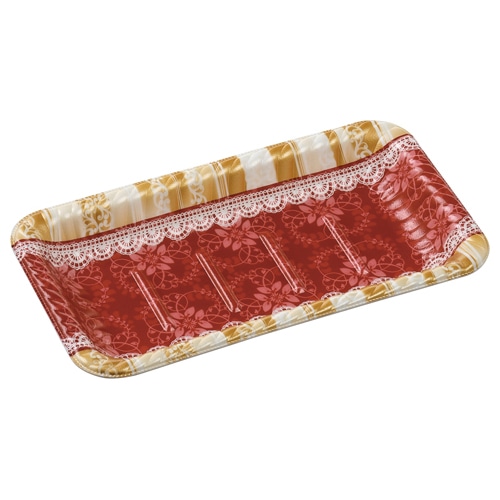 エフピコ オードブル容器 MFPティアラ角皿 本体 25-14 リラD赤 50枚/袋(ご注文単位12袋)【直送品】