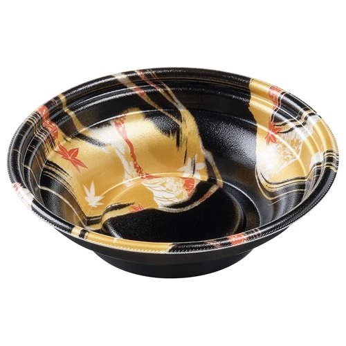 エフピコ 麺容器 MFPホット麺 本体 19(52)絞 風金黒 50枚/袋(ご注文単位12袋)【直送品】