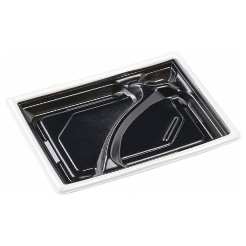 エフピコ 弁当容器　MFPモダン　本体 24-18-1 白フチ黒 50枚/袋（ご注文単位12袋）【直送品】