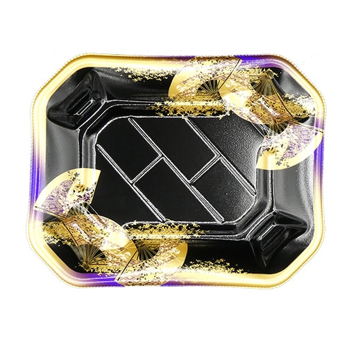 エフピコ 寿司容器 美彩 本体 2-3 金フチ扇紫 50枚/袋(ご注文単位18袋)【直送品】