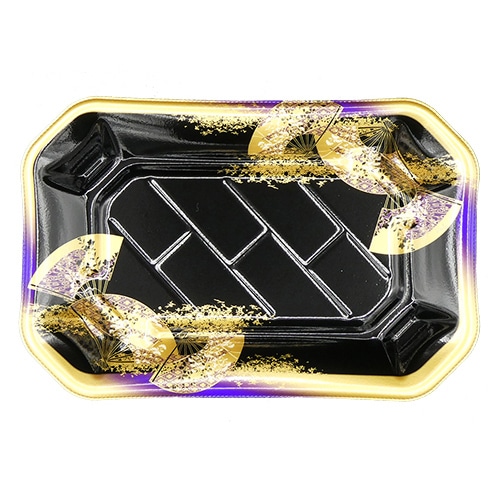 エフピコ 寿司容器 美彩 本体 2-4 金フチ扇紫 50枚/袋(ご注文単位18袋)【直送品】