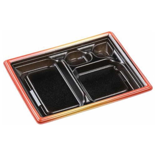 エフピコ 弁当容器　MFPモダン　本体 22-17-2 赤金フチ黒 50枚/袋（ご注文単位12袋）【直送品】