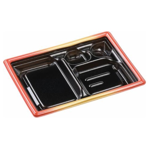 エフピコ 弁当容器　MFPモダン　本体 22-16-2 赤金フチ黒 50枚/袋（ご注文単位12袋）【直送品】