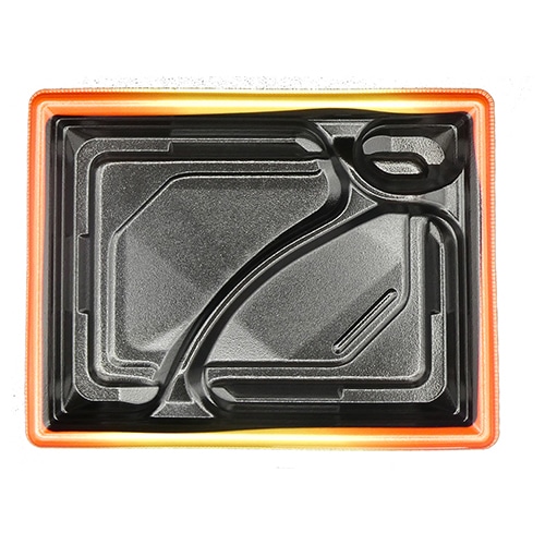 エフピコ 弁当容器　MFPモダン　本体 24-18-1浅 赤金フチ黒 50枚/袋（ご注文単位12袋）【直送品】