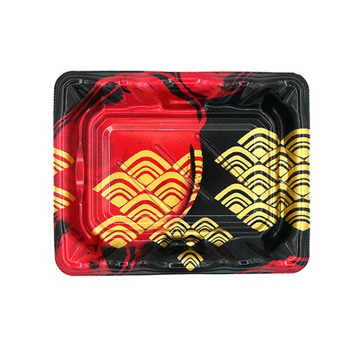 エフピコ 寿司容器　大波皿　本体 2-3　V1 まる波赤 50枚/袋（ご注文単位18袋）【直送品】