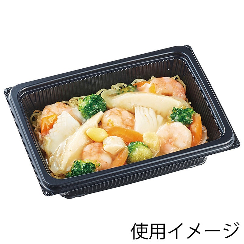 エフピコ 丼・お重容器 DLV角 19-14(47)MSD 本体 黒 50枚/袋