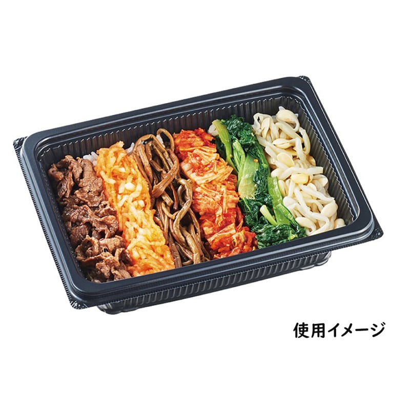 エフピコ 丼・お重容器 DLV角 19-14(47)MSD 本体 黒 50枚/袋