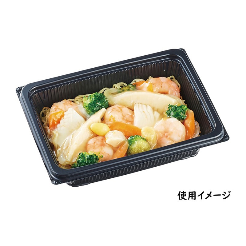 エフピコ 丼・お重容器 DLV角 19-14(47)MSD 本体 黒 50枚/袋