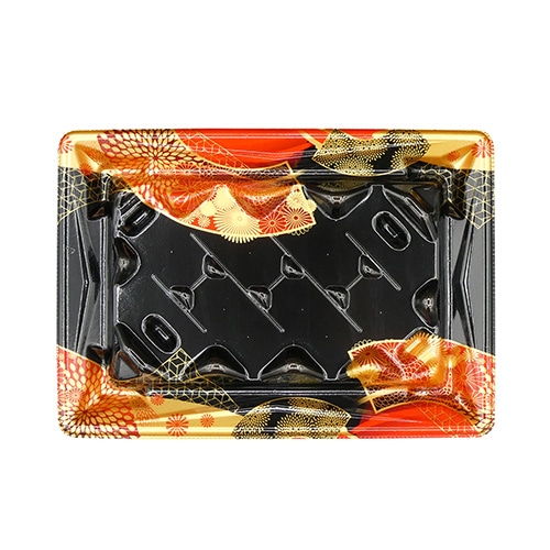 エフピコ 寿司容器　Sステージ枠盛　本体 2-4 はな扇子赤 50枚/袋（ご注文単位18袋）【直送品】