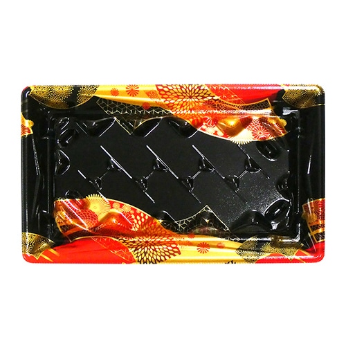 エフピコ 寿司容器　Sステージ枠盛　本体 2-5 はな扇子赤 50枚/袋（ご注文単位12袋）【直送品】