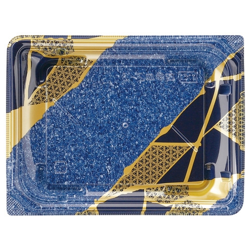 エフピコ 寿司容器 四季皿 本体 2-3 金継ぎ紺 50枚/袋(ご注文単位16袋)【直送品】