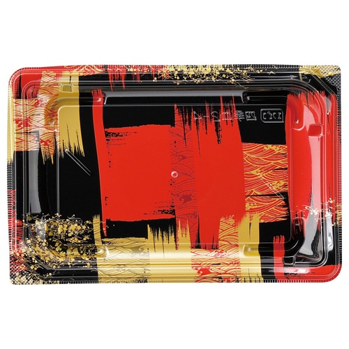 エフピコ 寿司容器　四季皿　本体 2-4 角紋赤 50枚/袋（ご注文単位12袋）【直送品】