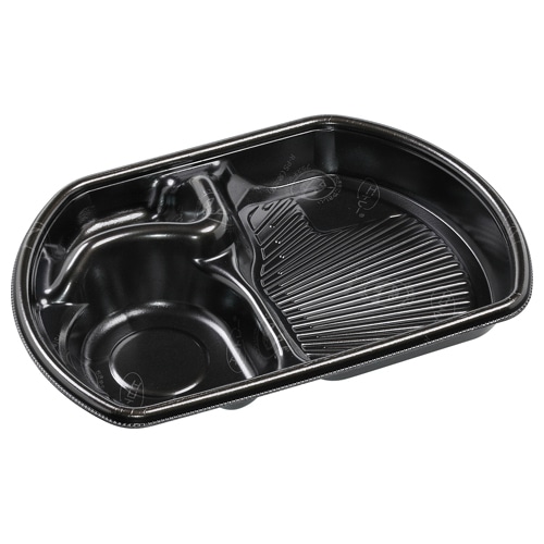 エフピコ 麺容器　本体 SB半月25-17（42）　エコ 黒 50枚/束（ご注文単位12束）【直送品】