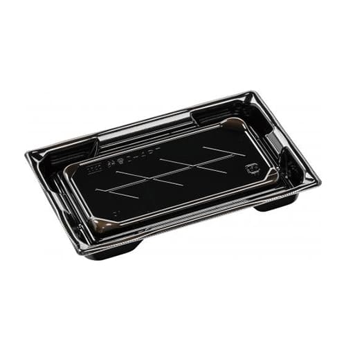 エフピコ 寿司容器 鈴音 本体 2-4PT 黒W 50枚/袋（ご注文単位16袋）【直送品】