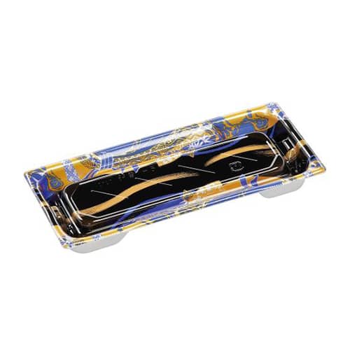 エフピコ 寿司容器 鈴音 本体 1-5PT 帯流れ青 50枚/袋（ご注文単位18袋）【直送品】