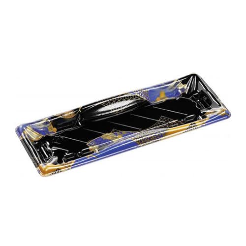 エフピコ 寿司容器 輝ステージ 本体 1-6PK はな扇子青 50枚/袋（ご注文単位20袋）【直送品】