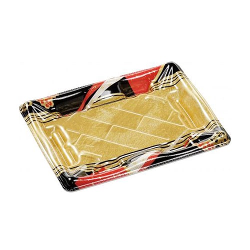 エフピコ 寿司容器 輝ステージ 本体 2-3PK 角みやび赤 50枚/袋（ご注文単位18袋）【直送品】