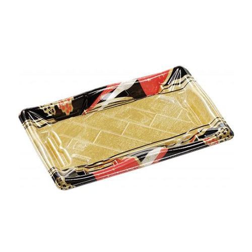 エフピコ 寿司容器 輝ステージ 本体 2-4PK 角みやび赤 50枚/袋（ご注文単位18袋）【直送品】