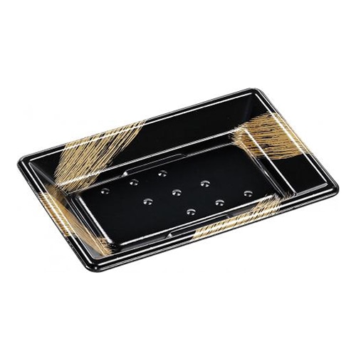 エフピコ 寿司容器 ひら皿-210 本体 エコ黒ふで金 50枚/束(ご注文単位32束)【直送品】