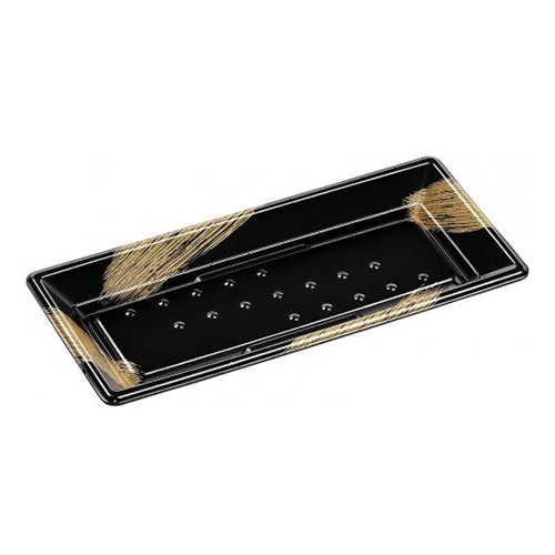 エフピコ 寿司容器 ひら皿-215 本体 エコ黒ふで金 50枚/束(ご注文単位18束)【直送品】