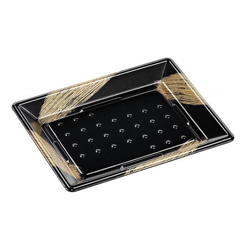 エフピコ 寿司容器 ひら皿-230 本体 エコ黒ふで金 50枚/束(ご注文単位12束)【直送品】