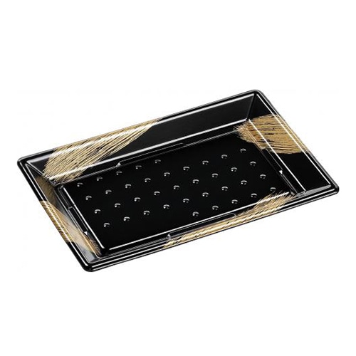 エフピコ 寿司容器 ひら皿-240 本体 エコ黒ふで金 50枚/束(ご注文単位10束)【直送品】