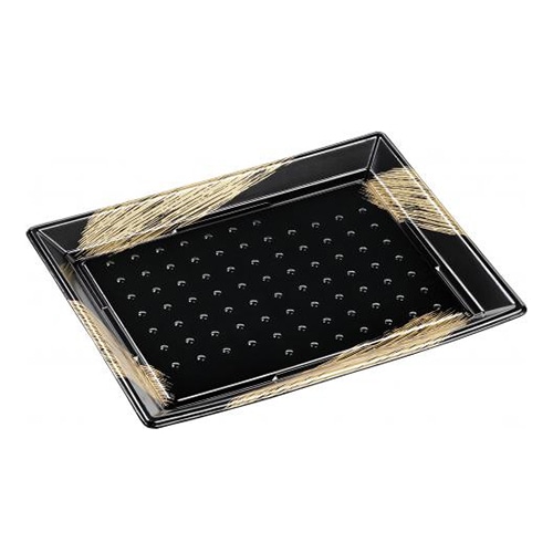 エフピコ 寿司容器 ひら皿-260 本体 エコ黒ふで金 50枚/束(ご注文単位4束)【直送品】