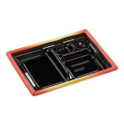 エフピコ 弁当容器 MFPモダン 本体 22-16-2 赤金フチ黒N 50枚/束(ご注文単位12束)【直送品】