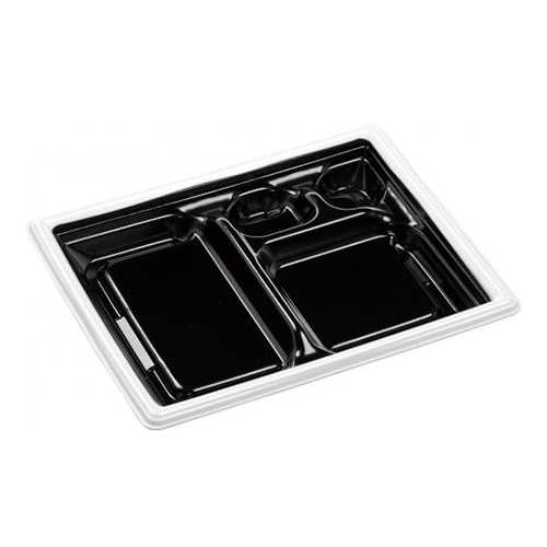 エフピコ 弁当容器 MFPモダン 本体 22-17-2 白フチ黒N 50枚/束(ご注文単位12束)【直送品】