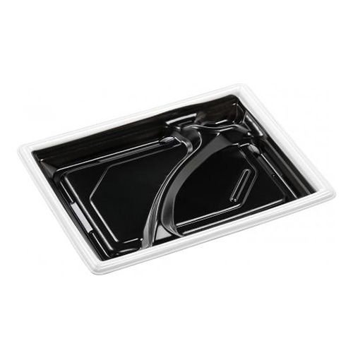 エフピコ 弁当容器 MFPモダン 本体 24-18-1 白フチ黒N 50枚/束(ご注文単位12束)【直送品】