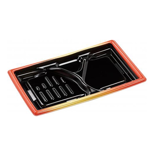 エフピコ 弁当容器 MFPモダン 本体 26-15-1浅 赤金フチ黒N 50枚/束(ご注文単位12束)【直送品】