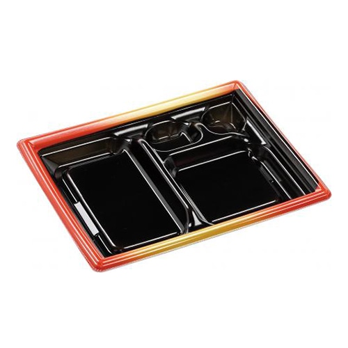 エフピコ 弁当容器 MFPモダン 本体 22-17-2 赤金フチ黒N 50枚/束(ご注文単位12束)【直送品】