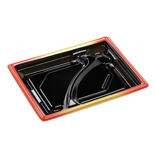 エフピコ 弁当容器 MFPモダン 本体 24-18-1 赤金フチ黒N 50枚/束(ご注文単位12束)【直送品】