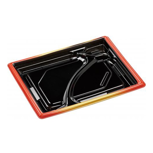 エフピコ 弁当容器 MFPモダン 本体 24-18-1浅 赤金フチ黒N 50枚/束(ご注文単位12束)【直送品】