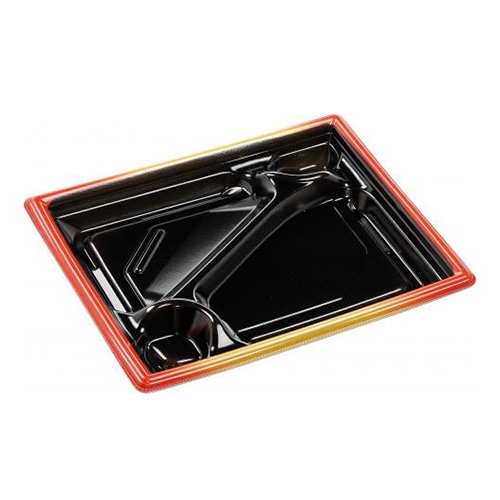 エフピコ 弁当容器 MFPモダン 本体 24-20-1 赤金フチ黒N 50枚/束(ご注文単位12束)【直送品】