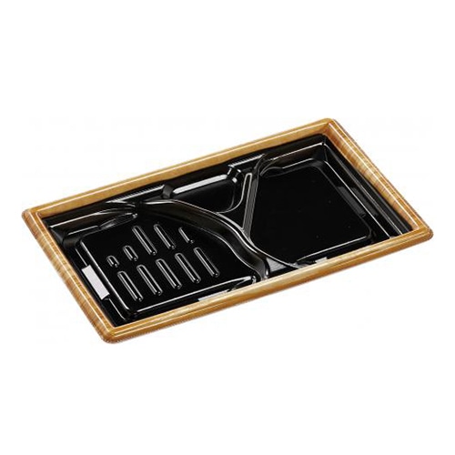 エフピコ 弁当容器 MFPモダン 本体 26-15-1浅 モクフチ黒N 50枚/束(ご注文単位12束)【直送品】