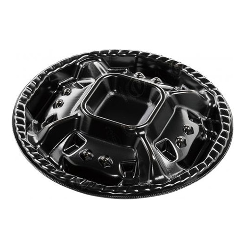 エフピコ オードブル容器 シェルトプラッター 本体 丸20 エコ黒 25枚/束(ご注文単位12束)【直送品】