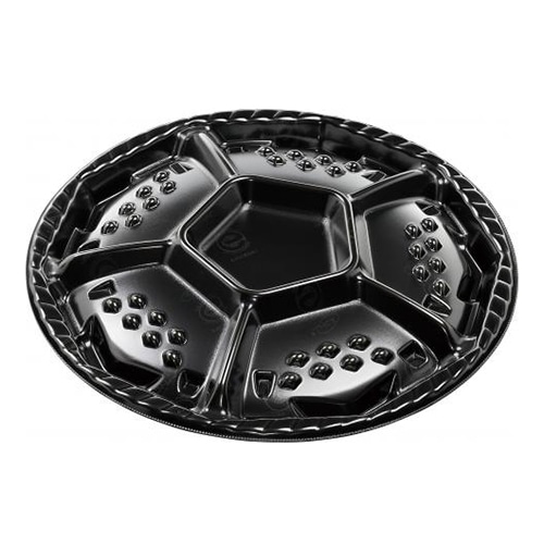 エフピコ オードブル容器 シェルトプラッター 本体 丸40 エコ黒 10枚/束(ご注文単位15束)【直送品】