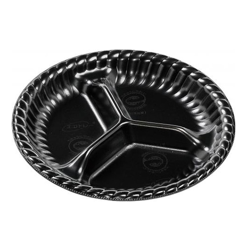 エフピコ オードブル容器 ティアラプラッター 本体 丸10 エコ黒 25枚/束(ご注文単位24束)【直送品】