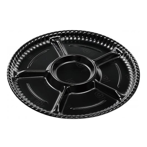 エフピコ オードブル容器 ティアラプラッター 本体 丸50 エコ黒 10枚/束(ご注文単位10束)【直送品】