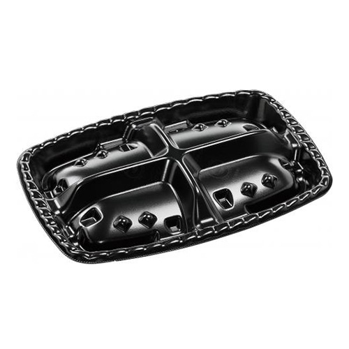 エフピコ オードブル容器 シェルト角 本体 28-19 エコ黒 30枚/束(ご注文単位16束)【直送品】