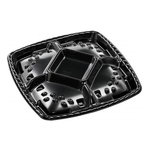 エフピコ オードブル容器 シェルトプラッター 本体 角40 エコ黒 10枚/束(ご注文単位20束)【直送品】