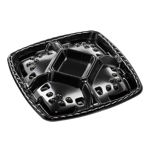 エフピコ オードブル容器 シェルトプラッター 本体 角30 エコ黒 10枚/束(ご注文単位20束)【直送品】