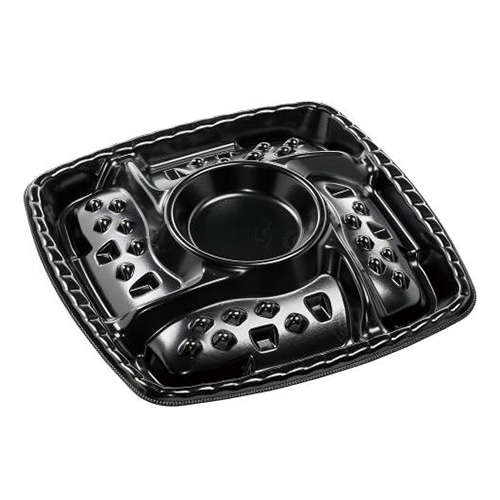 エフピコ オードブル容器 シェルトプラッター 本体 角30R エコ黒 10枚/束(ご注文単位20束)【直送品】