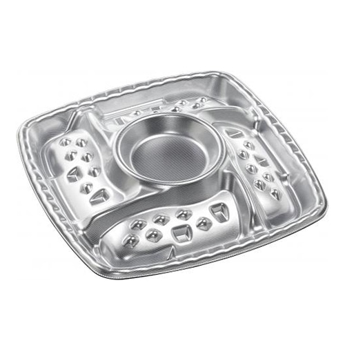 エフピコ オードブル容器 シェルトプラッター 角30R エコシルバー 10枚/束(ご注文単位20束)【直送品】